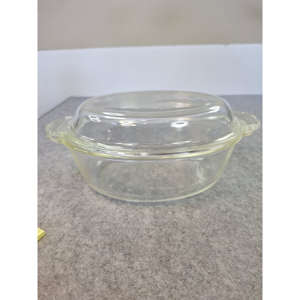 Anchor Hocking Fire-King Clear Glass Oval Casserole Dish with Lid 1.5 Qt 467 USA